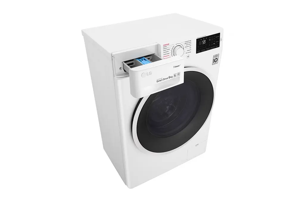 Стиральная машина LG с фронтальной загрузкой F0J6NS0W, 6кг, 1000, A+++, Пар, глубина 45см, Дисплей, Инвертор, Белый (F0J6NS0W) - фото 6