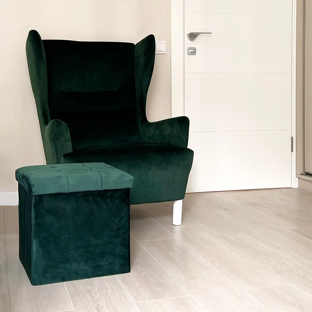 Пуф для зберігання МВМ My Home велюровий 380х380х380 мм зелений (TH-05 GREEN) - фото 4