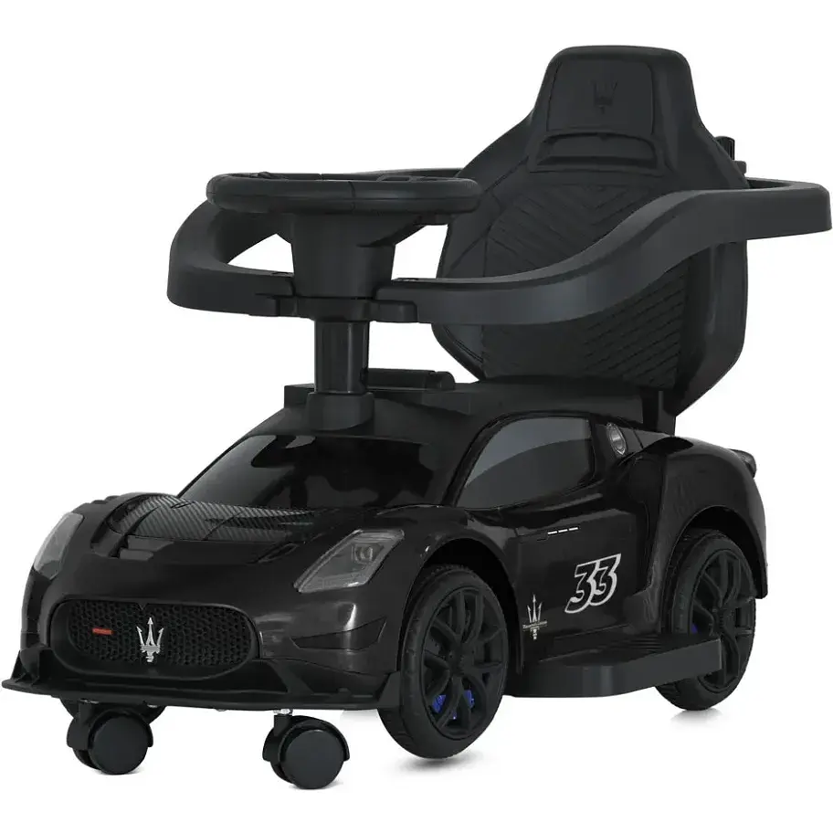 Детская каталка-толокар 2 в 1 Bambi M 5106-2 с родительской ручкой черный - фото 4