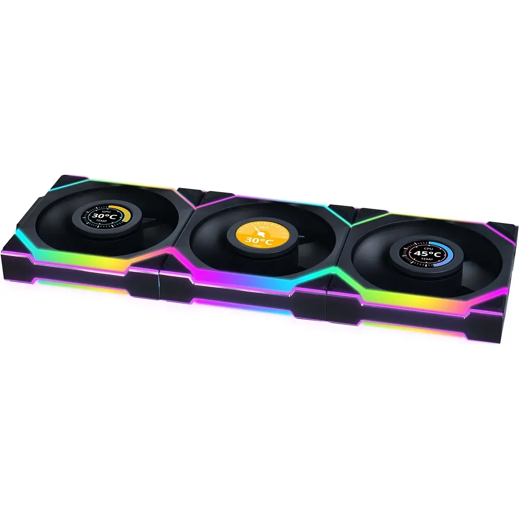 Вентилятор Lian Li Uni Fan SL Wireless LCD 120-3 Reverse Black (G99.12RSLLCD1W3B.00) - фото 2