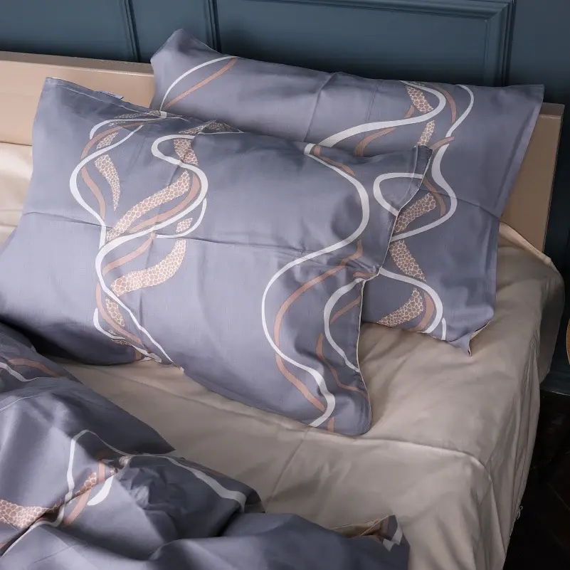 Наволочка MirSon Сатин Wavy lines 70х70 см сіра (2200011121628) - фото 4