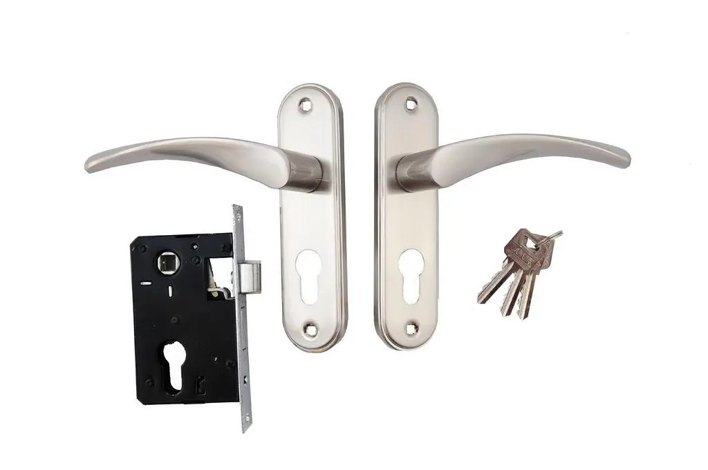 Замок врізний дверний з ручками на планці FZB комплект 50 мм ЕТ-71157 SN - фото 2