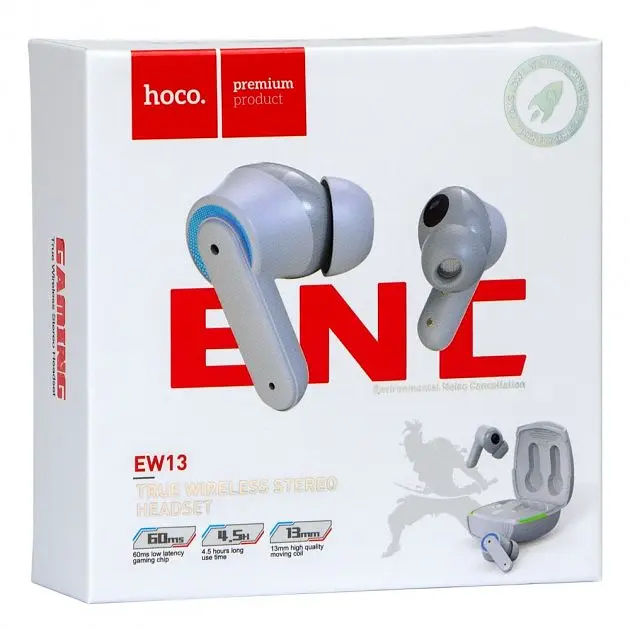 Блютуз Стерео Гарнитура Hoco EW13 Серый - фото 4