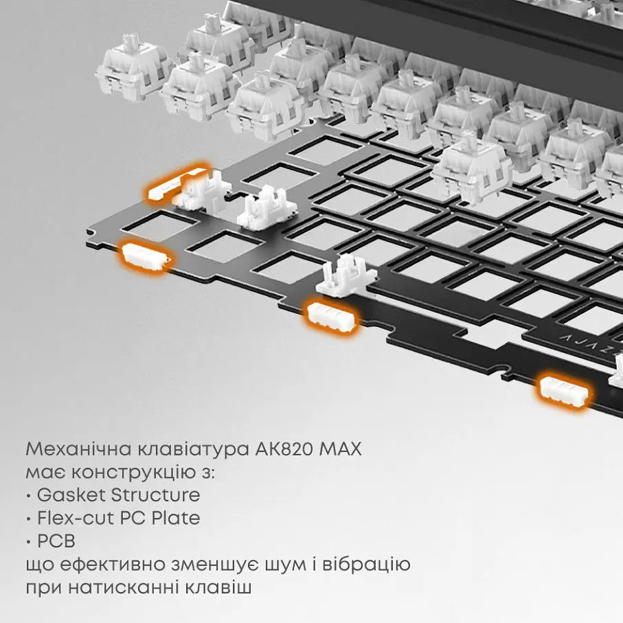 Клавіатура ігрова Ajazz AK-820 MAX PLUS Wireless White RGB Day Dream Switch Hot-Swap 2.4G/Bluetooth/USB - фото 9