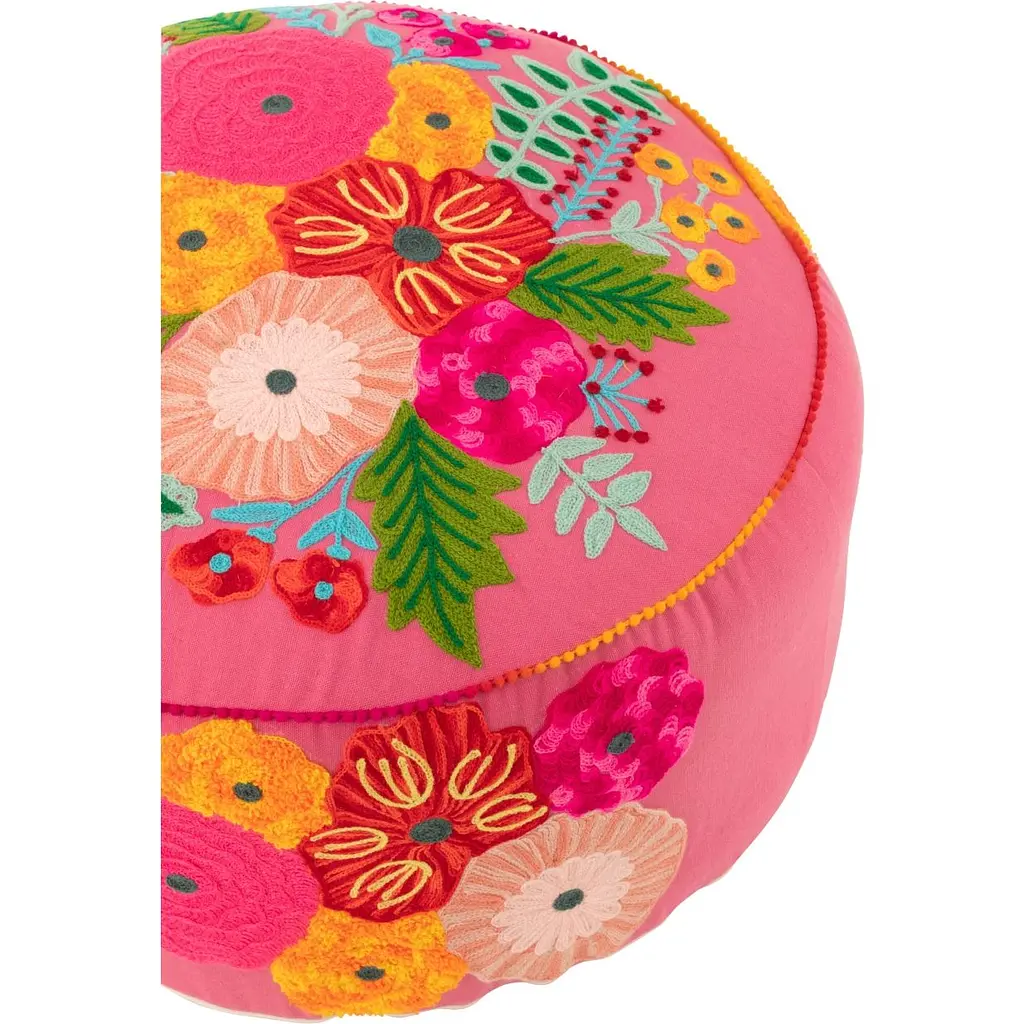 Пуф J-line з квітами ручна вишивка 50 см рожевий (41629) - фото 2
