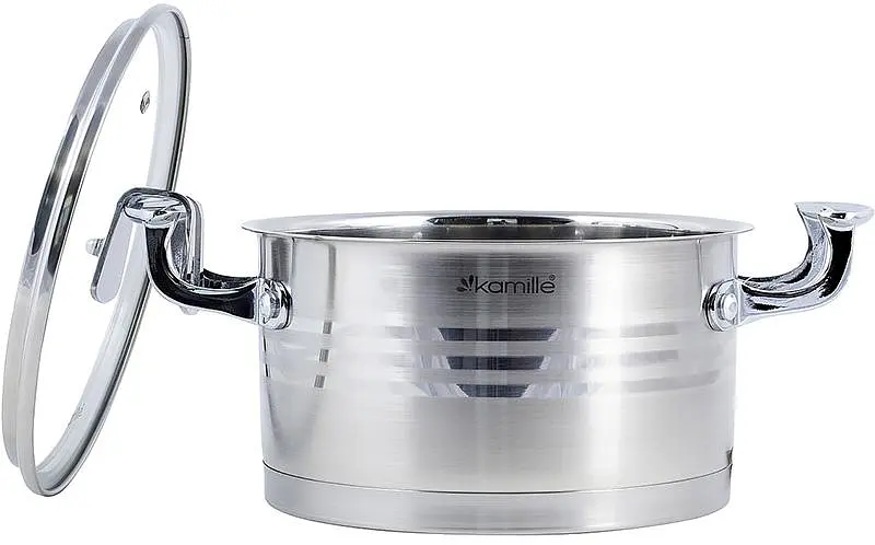 Кастрюля Kamille индукционная Casserote из нержавеющей стали со стеклянной крышкой Ø18х10 см kuh0007837 - фото 3