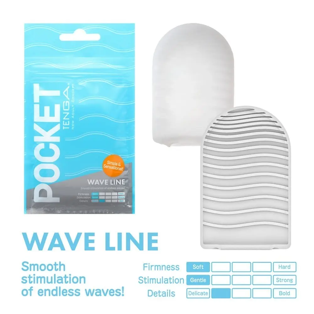 Кишеньковий міні-мастурбатор Tenga Pocket Wave Line, 7.5х5.5 см (блакитний) - фото 2