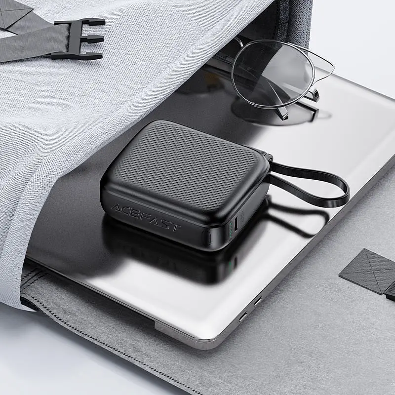 Універсальна мобільна батарея Acefast 10000mAh 20W PD, QC3.0 USB-C In/Out with build Type-C cable, M15 Чорний - фото 8