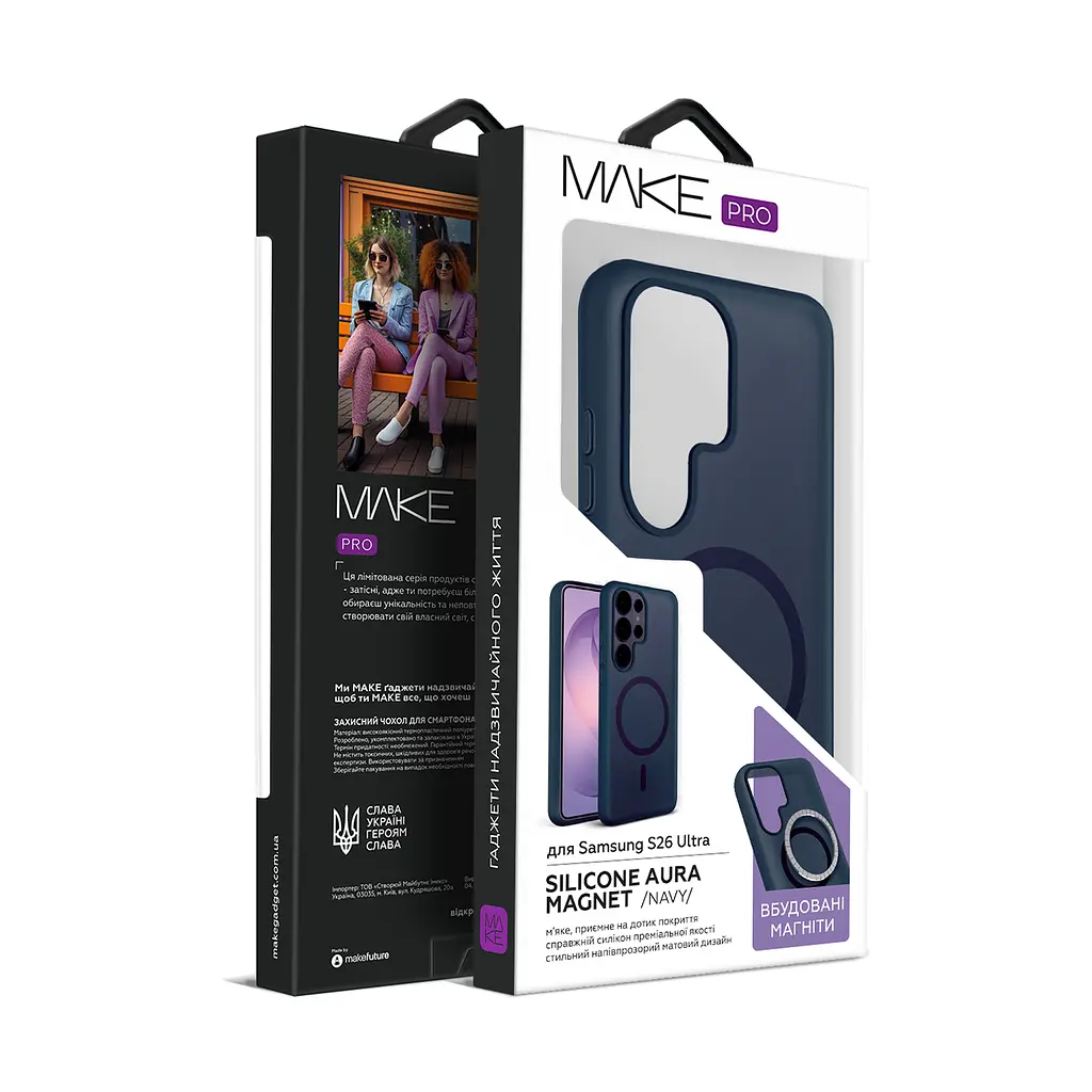 Чохол MAKE Samsung S26 Ultra Silicone Aura Magnet Navy - фото 5