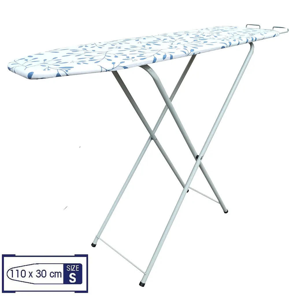 Дошка для прасування підлогова Casa Si Legno S 110x30 Blue Leaves, регулювання висоти, висувна підставка для праски, розмір складання 120х30х3 см - фото 2