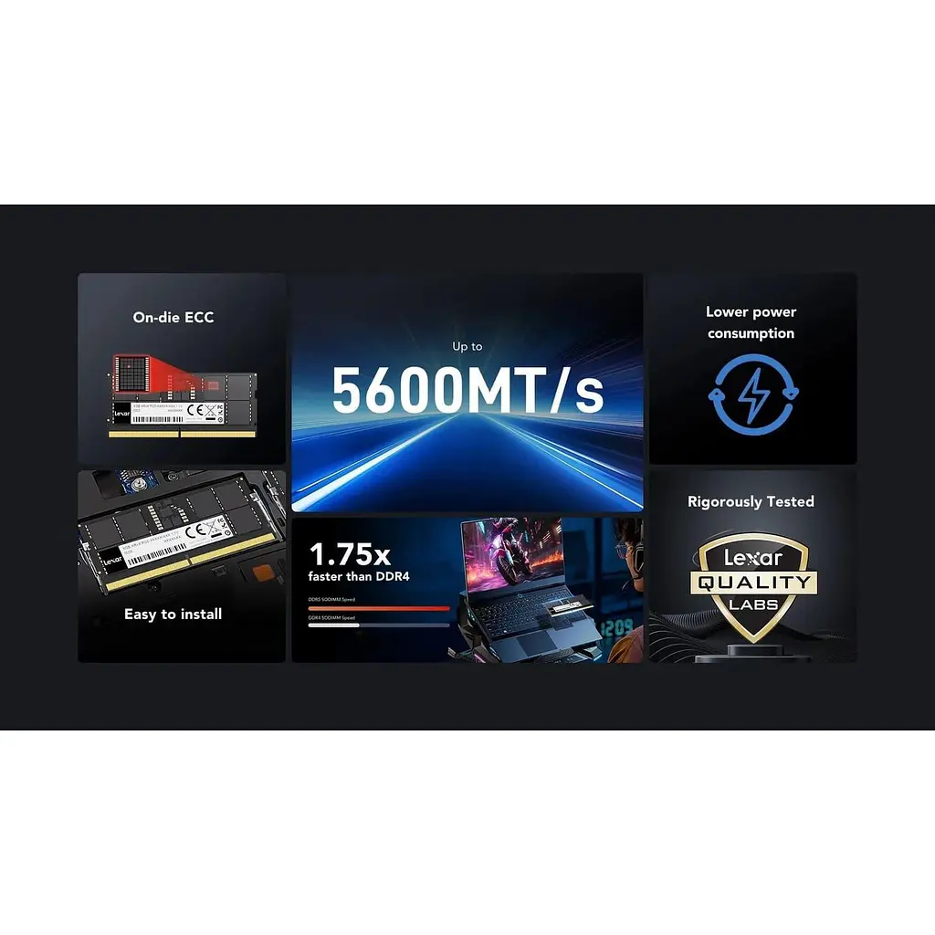 Модуль пам'яті Lexar DDR5 8GB 262 PIN 5600Mhz CL46 So-DIMM (LD5S08G56C46ST-BGS) - фото 4