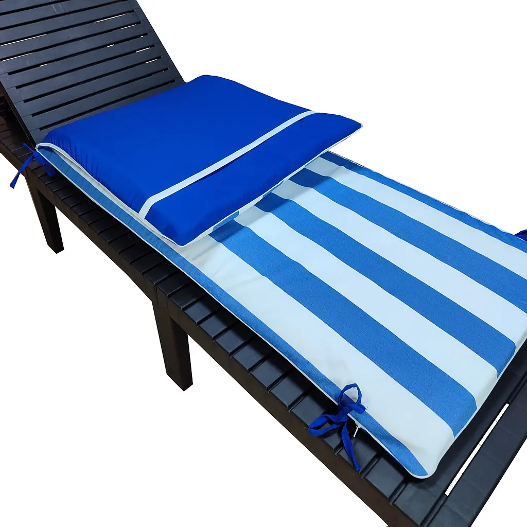 Матрас для шезлонга Ost-Fran Uni бело-синие полосы 1006, 188x58x5 см. - фото 2