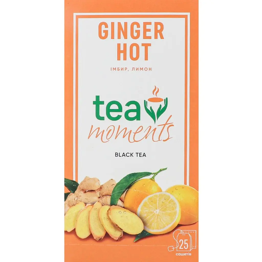 Уцінка. Чай чорний Tea Moments Ginger Hot з імбиром та лимоном 25 пакетиків (923179)