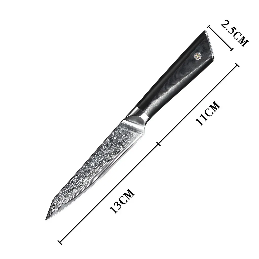 Ніж універсальний Damascus DK-LKB 5007 VG-10 дамаська сталь 67 шарів лезо 13 см - фото 2