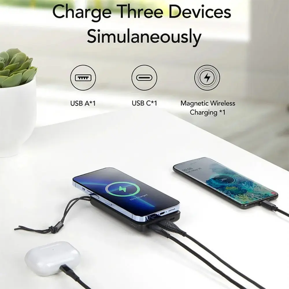 Зовнішній акумулятор VEGER Wireless 10000mAh 38.5Wh 3.85V Black (VG-W1151-B) - фото 6