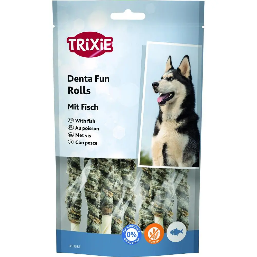 Ласощі для собак Trixie Палочка для чистки зубів з рибою Denta Fun 12 см 75 г (10 шт.)