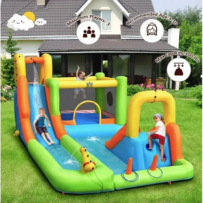 Надувний водний дитячий центр Costway Park Bounce House з гіркою (без вентилятора) - фото 2