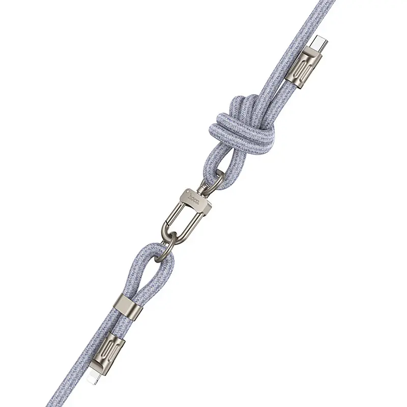 Дата кабель-шнурок Hoco GH7 Elegant Type-C to Lightning (1.8m) Denim Blue - фото 3