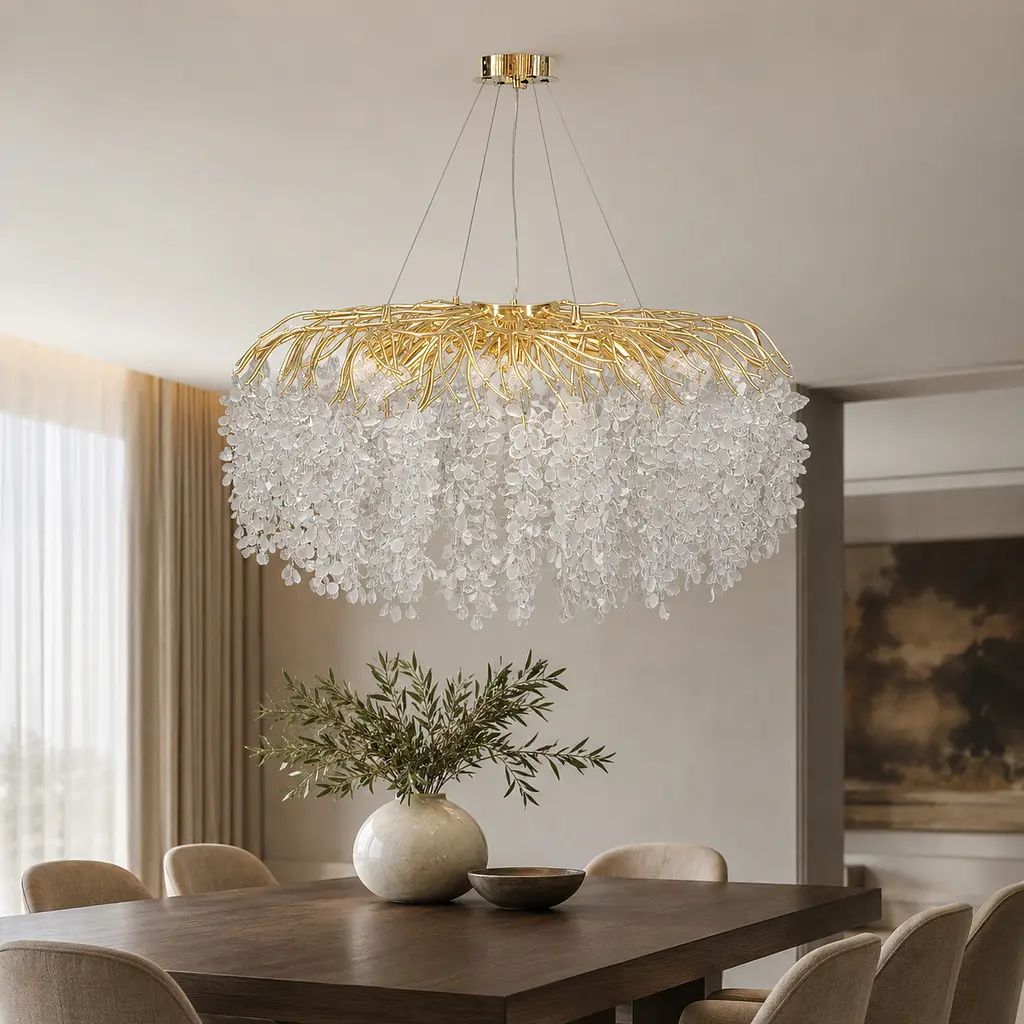 Підвісна люстра Гліцинія Artlight 6822-800GD на 12 ламп E14 з прозорим та матовим склом - фото 7