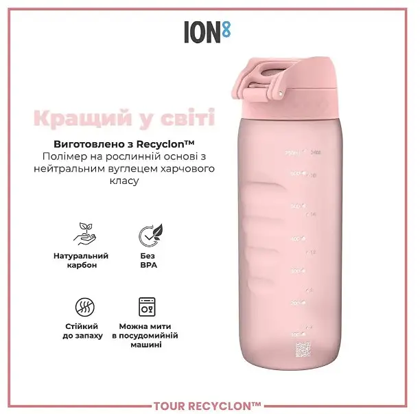 Бутылка для воды ION8 750 мл (ЭКО бутылка) BPA Free Rose Quartz (I8RF750ROS) - фото 6