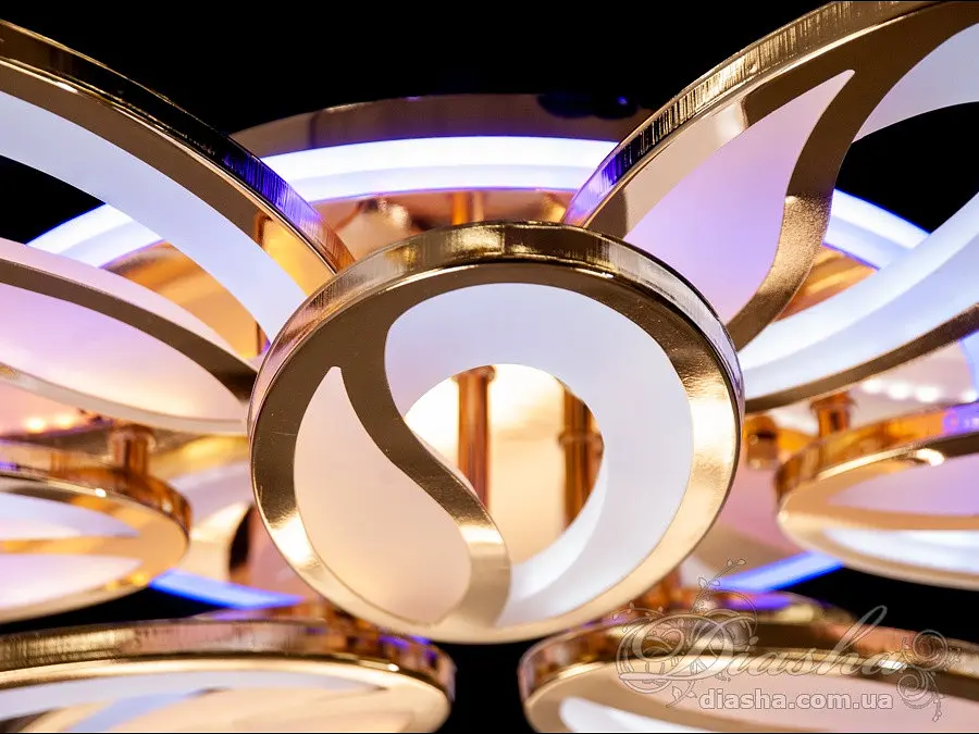 Люстра стельова LED Diasha 8090/6+3G, 150W, 4100K, золото, сучасний стиль з пультом та диммером - фото 3