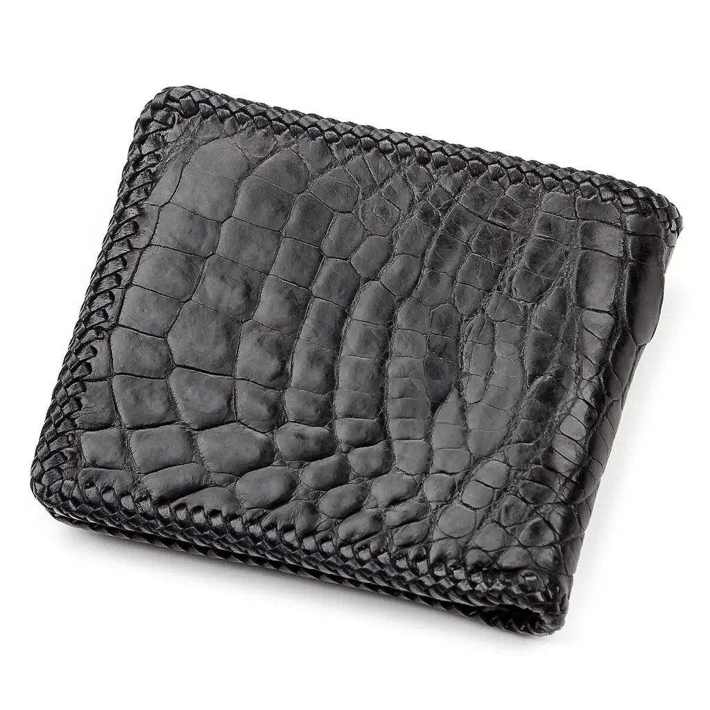 Портмоне з натуральної шкіри крокодила чорне CROCODILE LEATHER 18004 - фото 2