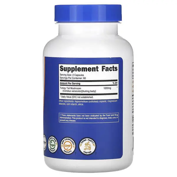 Комплекси грибів Turkey Tail Mushroom 120 Capsules Nutricost vit0005610 - фото 2