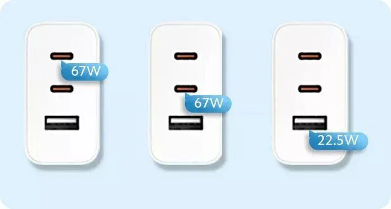 Зарядный комплект-блок и кабель Xiaomi 67W 3 выхода GaN Charger 2 USB-C + 1 USB-A - фото 8