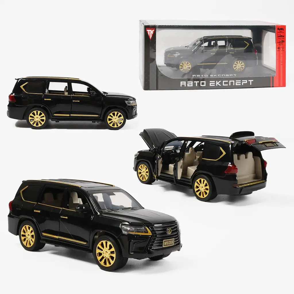 Колекційна металева модель позашляховика АвтоЕксперт Lexus LX 570 із золотими дисками, інерцією, світлом та звуком 1:24 - фото 9