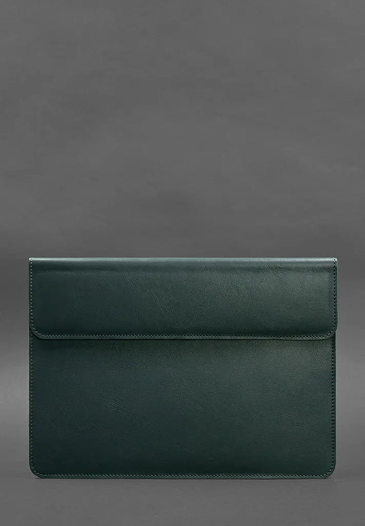 Кожаный чехол-конверт BlankNote на магнитах для MacBook 13 Зеленый - фото 2