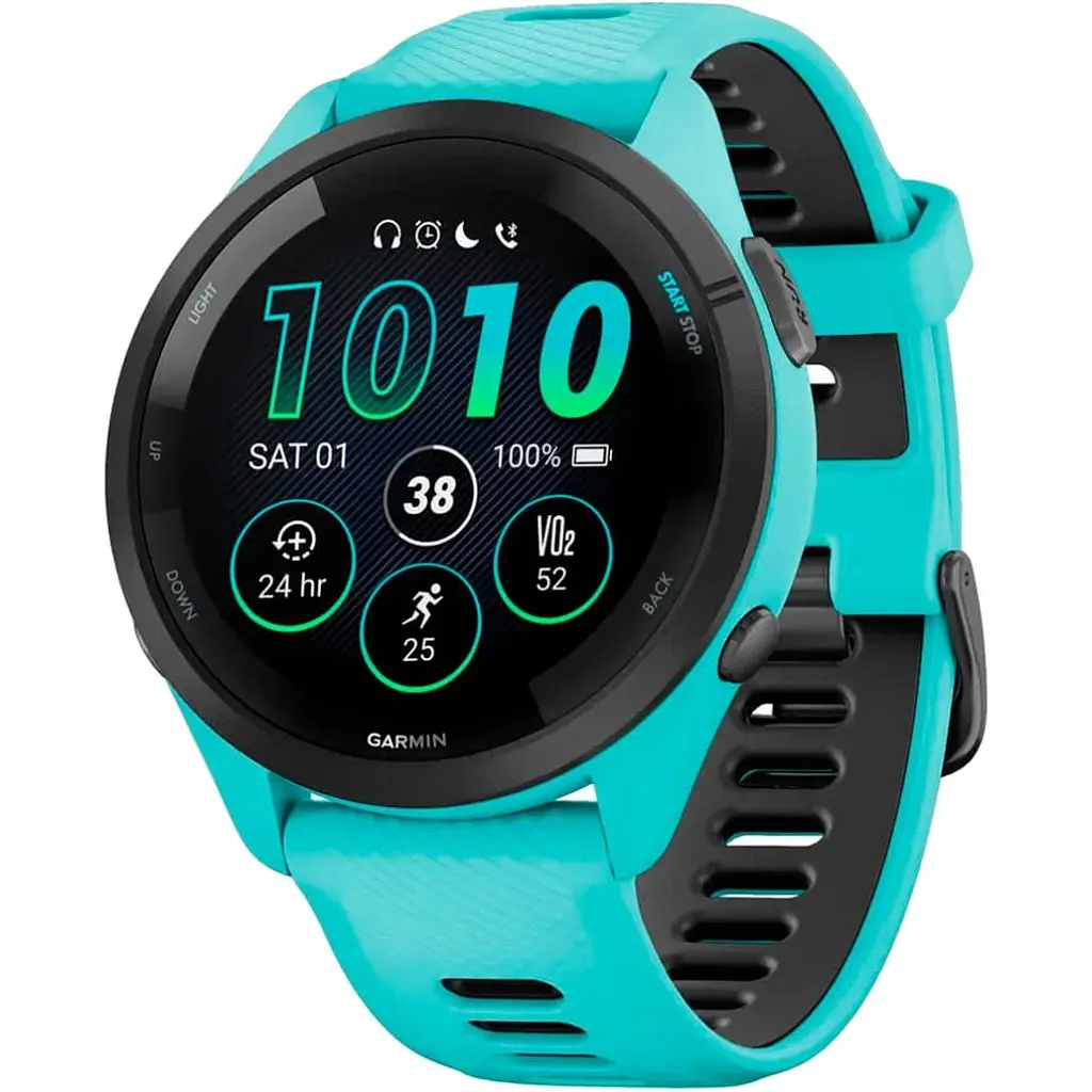 Смарт-годинник Garmin Forerunner 265 Black Bezel with Aqua Case and Aqua/Black Silicone Band (010-02810-02) [89365] - фото 4