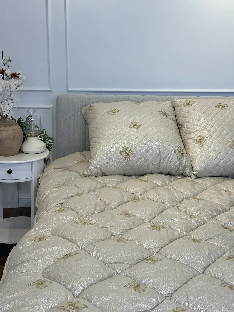 Ковдра євро зимова з вовни Leri Max Pure Wool 21502 200х215 см бежева - фото 9