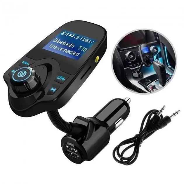 Автомобільний FM Модулятор трансмітер для авто з Bluetooth MP3 AUX передавач UKC T10 - фото 3