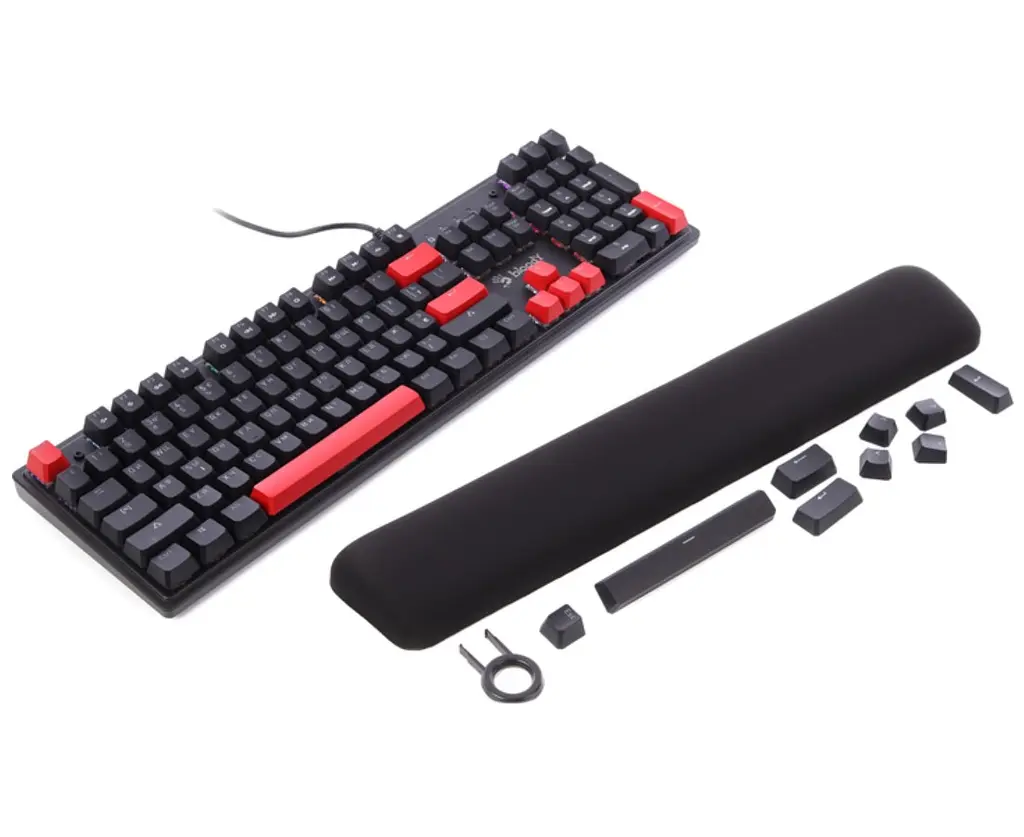 Клавиатура игровая механическая A4Tech Bloody S-525-N BLMS Red Plus Switch USB RGB Fire Black - фото 4