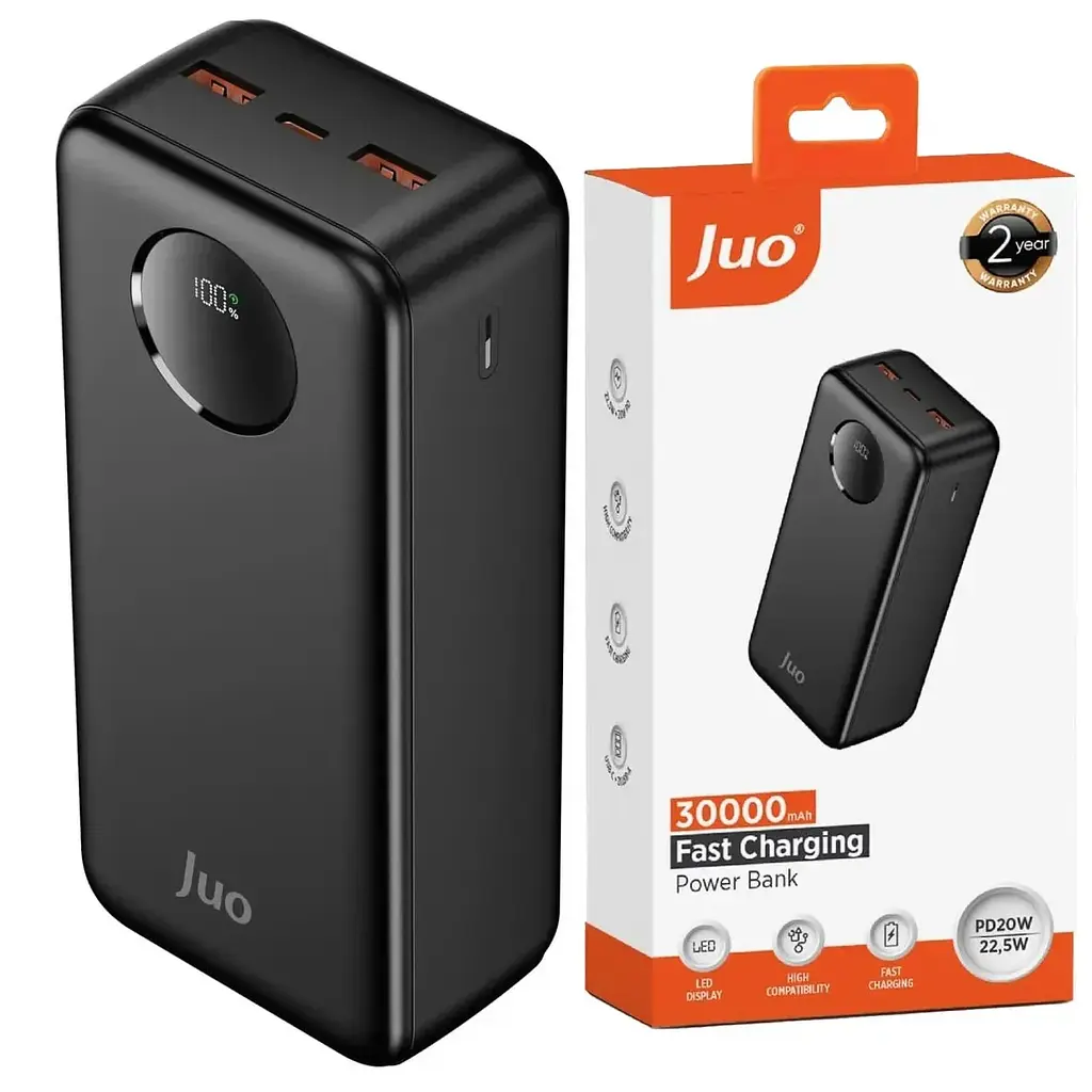Зовнішній акумулятор Power Bank JUO PD20W 22.5 W  на  20000 mAh  зарядний пристрій 2xUSB + Type-C  - фото 9