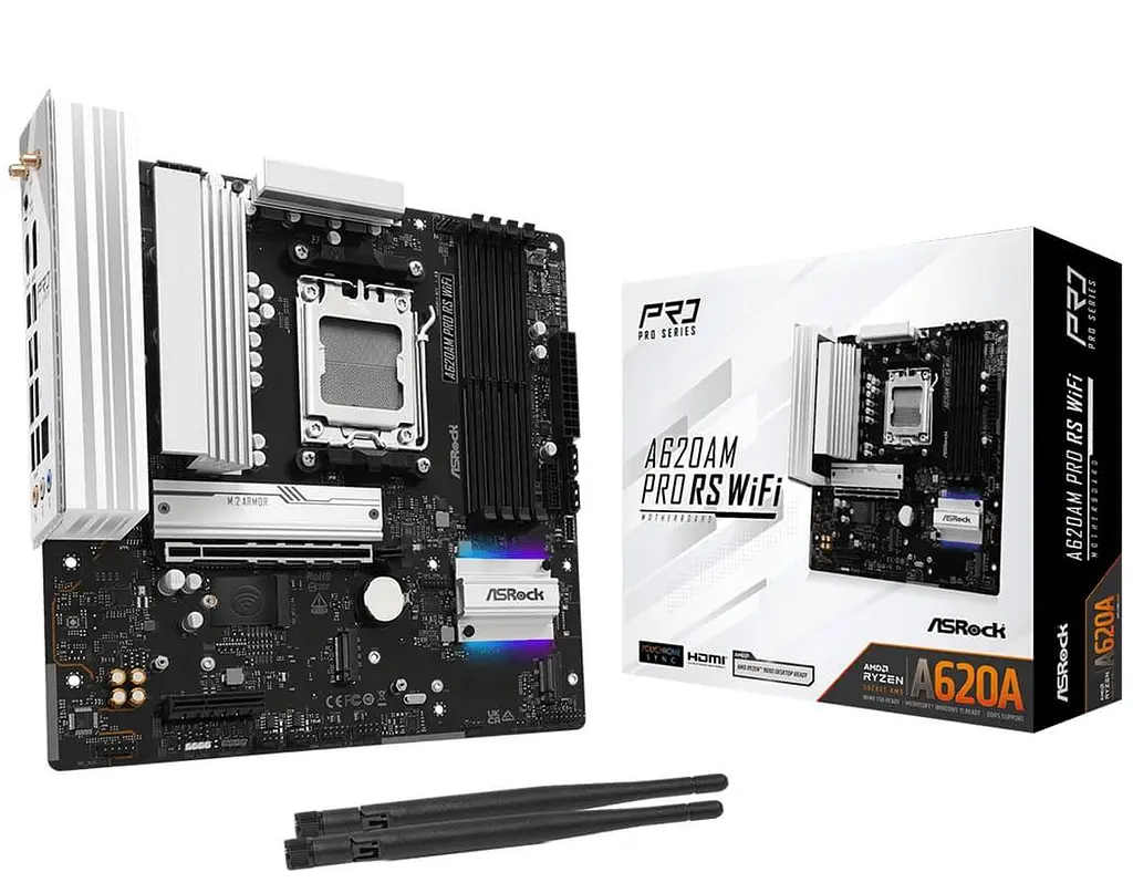 Материнская плата AsRock A620AM PRO RS WIFI (A620AM PRO RS WIFI) (Socket AM5, AMD A620A, Micro-ATX) - фото 5