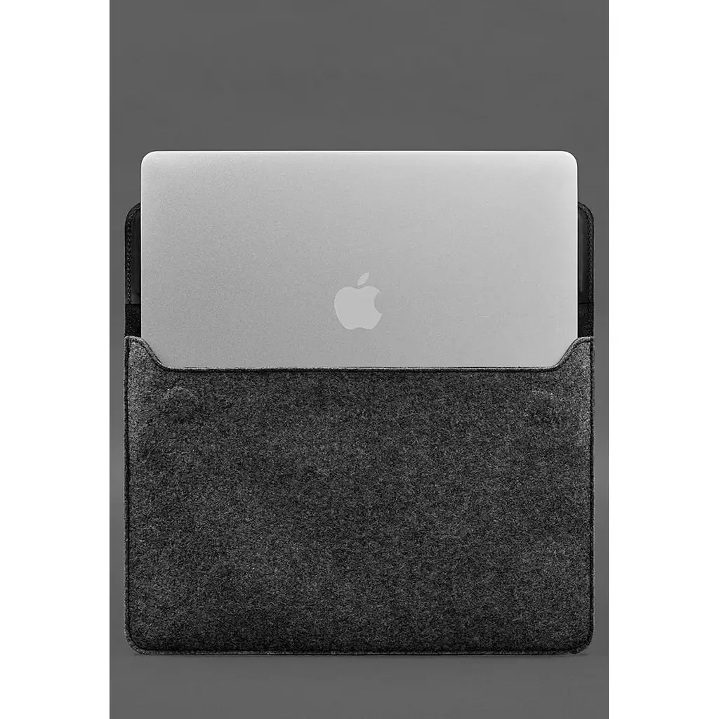 Чохол-конверт BlankNote Crazy Horse із клапаном шкіра+фетр для MacBook 15 Чорний - фото 4