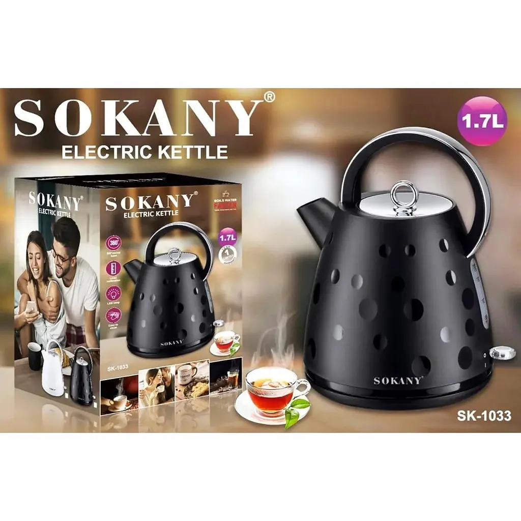 Электрочайник Sokany SK-1033 бесшумный 1850 Вт 1.7 л - фото 6