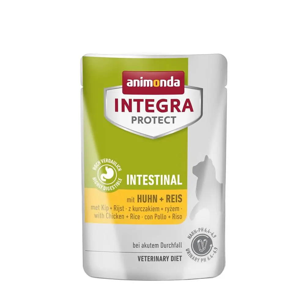 Ветеринарний вологий корм для кішок Integra Protect Intestinal при захворюваннях ШКТ, курка та рис пауч 85 г (арт.86716IPR)