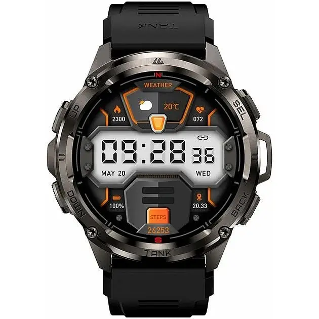 Смарт-годинник Kospet Tank T3 Ultra Black з 2 ремінцями (метал + силікон) - фото 2