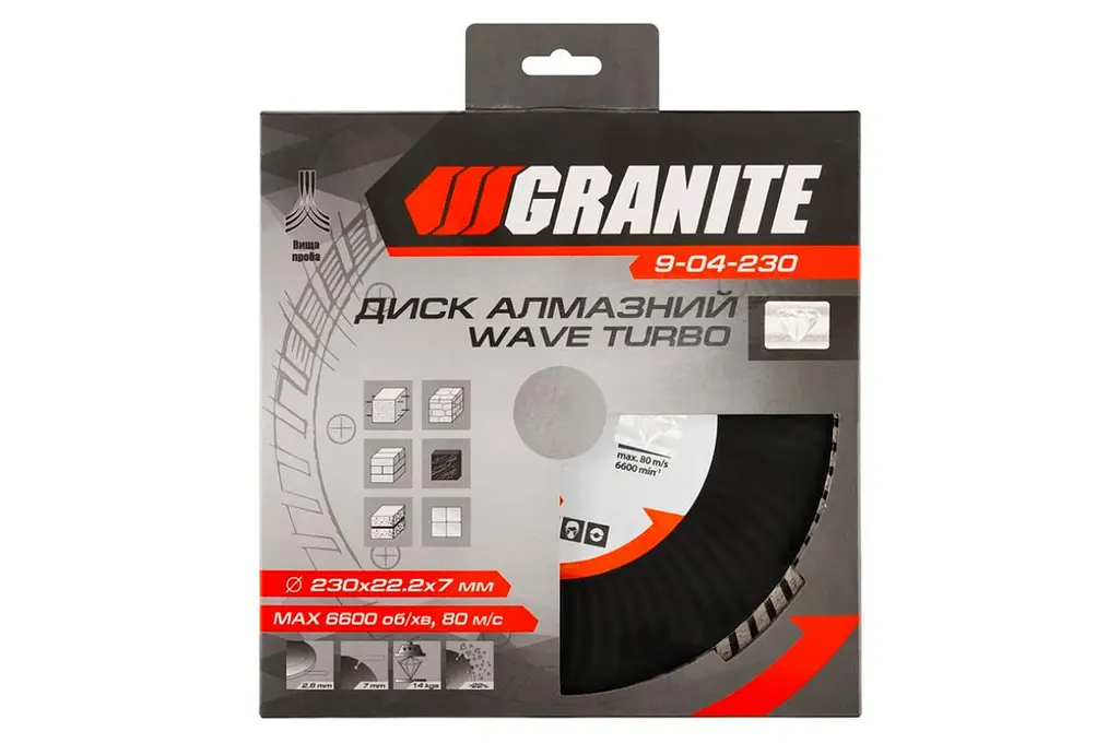 Диск отрезной алмазный MasterTool по бетону камня гранита Granite 230 мм турбоволна - фото 2