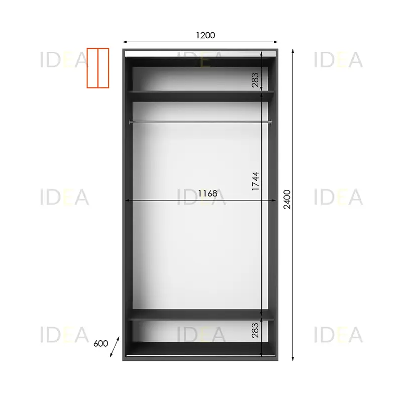 Шафа-купе Idea серія 8 120 x 60 x 240 см Антрацит - фото 2