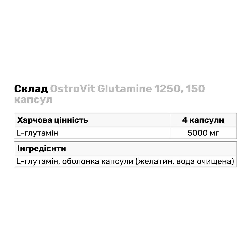 Амінокислота OstroVit Glutamine 1250, 150 капсул - фото 3