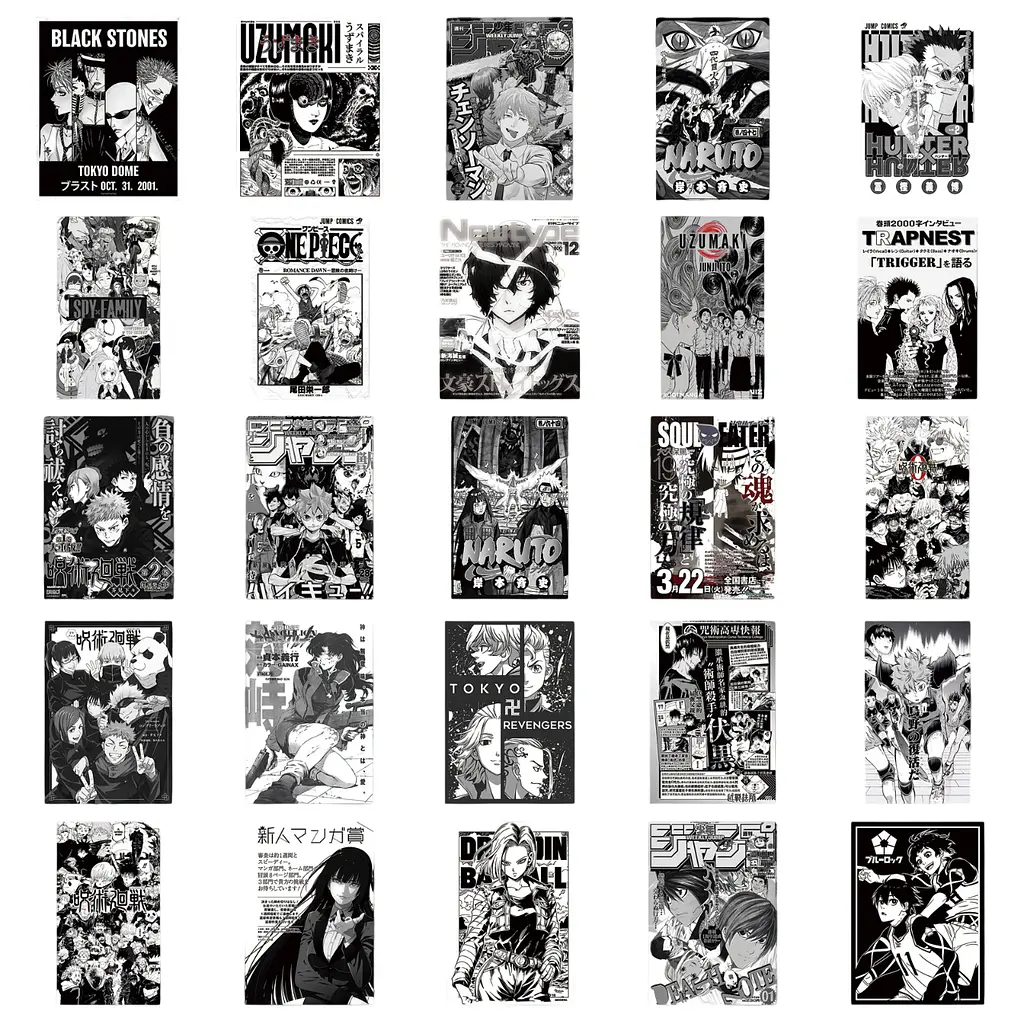 Стікерпак Чб Аніме-хіти: обкладинки набір наклейок GeekLand Anime Hits: Classics and Modernity 50 - фото 3