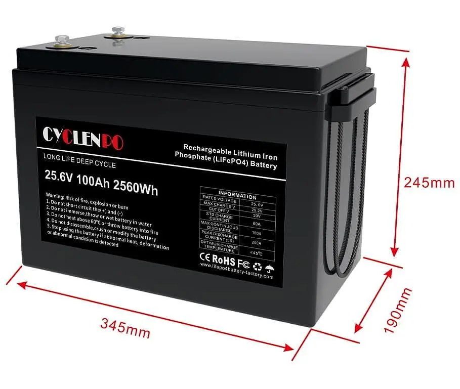 Акумуляторна батарея для ДБЖ Cyclen LiFePO4 25.6 V / 100 А*ч (44-00080) - фото 4