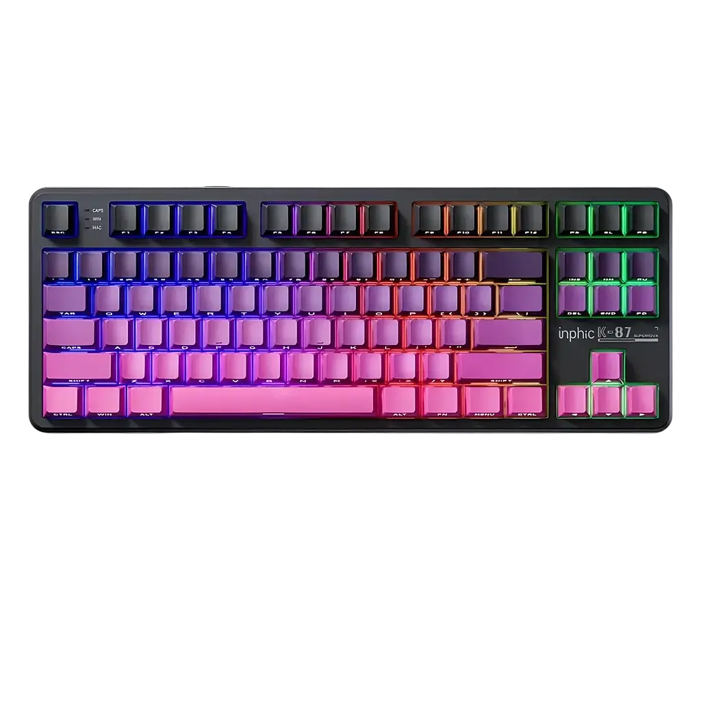Клавіатура INPHIC K87 Black-Gold Switch Side Printed Gradient Black Pink - фото 4