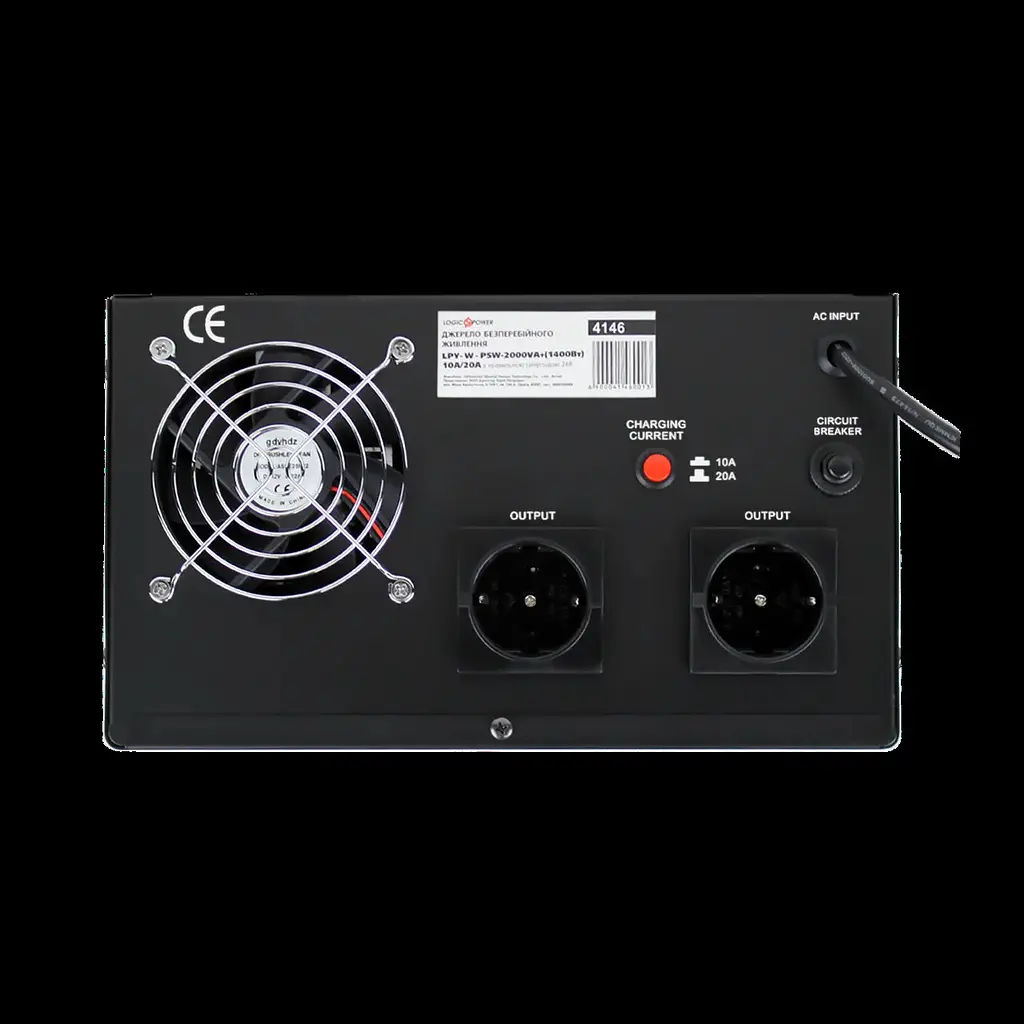 ДБЖ з правильною синусоїдою LogicPower 24V LPY- W PSW-2000VA+ 1400 Вт 10A/20A - фото 5