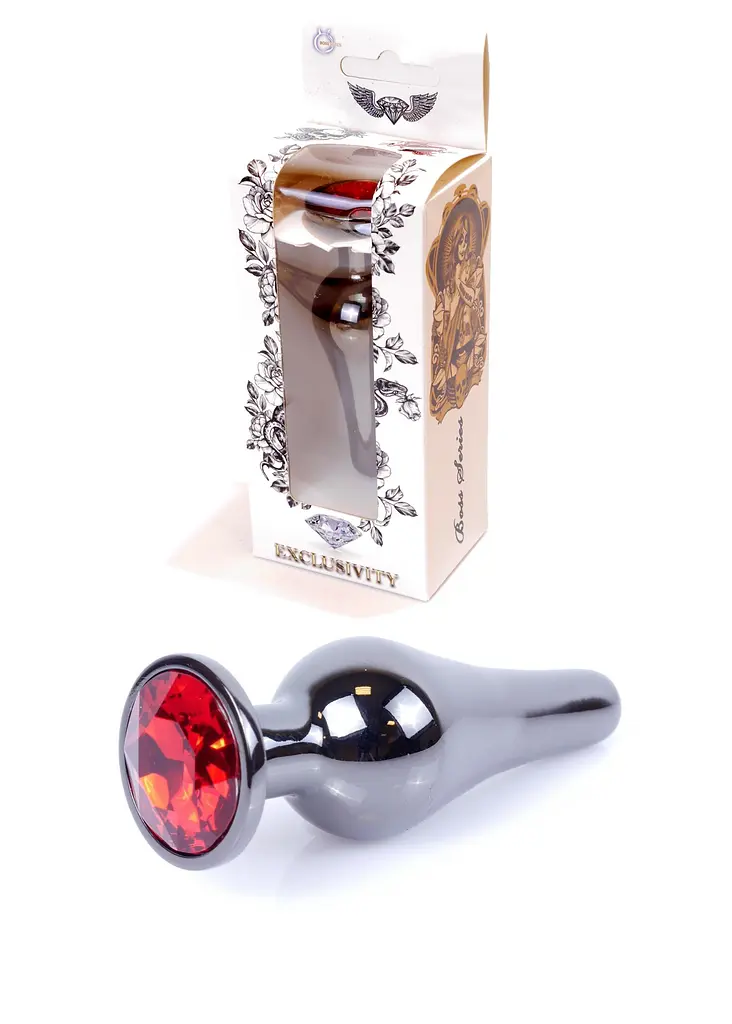 Анальна пробка Jewellery Dark Silver BUTT PLUG Red Boss Series 64-00055 98245