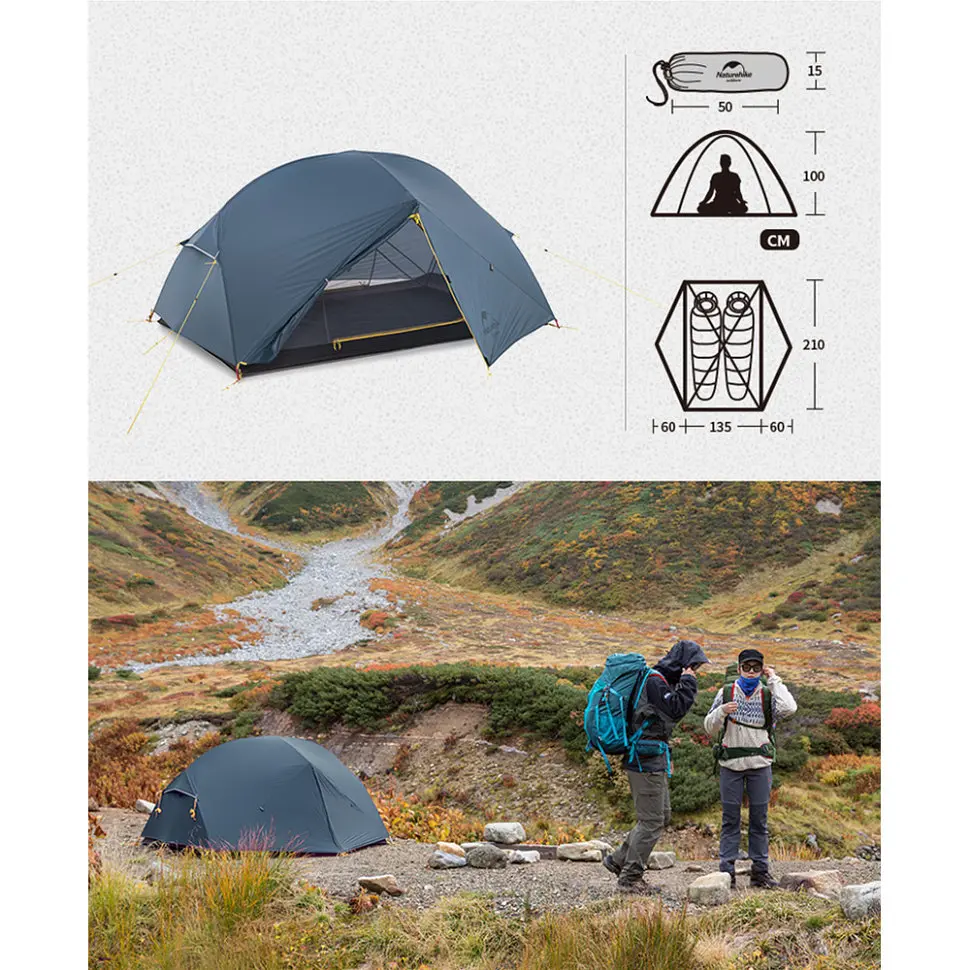 Намет двомісний Naturehike Mongar UL NH19M002-J, темно-синій - фото 3
