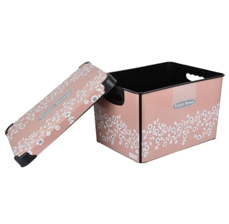 Кошик із кришкою Violet House Decor Pink Flowers, поліпропілен, 20 л (0648 DECOR POWDER FLOWER с/кр. 2) - фото 3